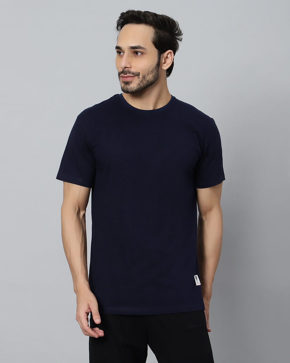 Ego trip Navy Blue color round neck half sleeve t-shirt