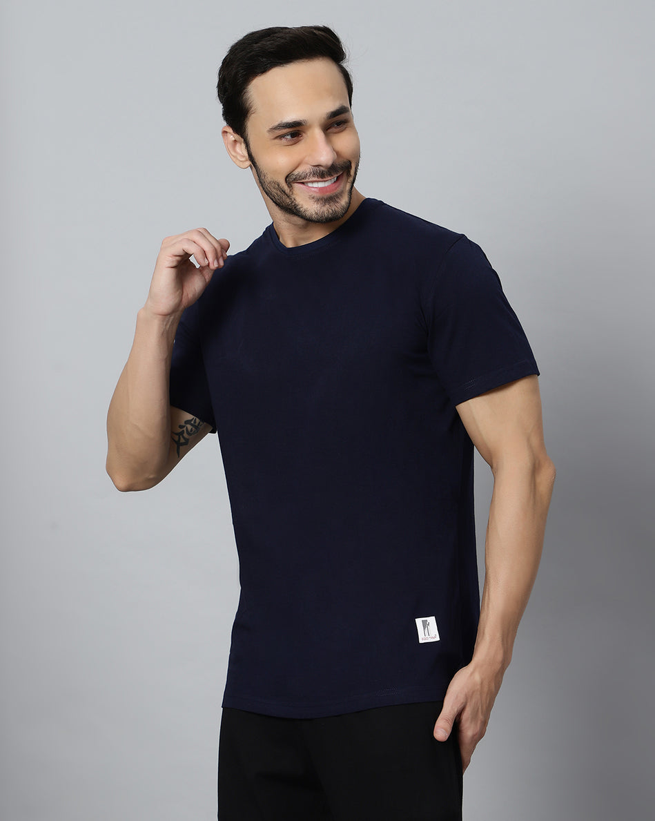 Ego trip Navy Blue color round neck half sleeve t-shirt