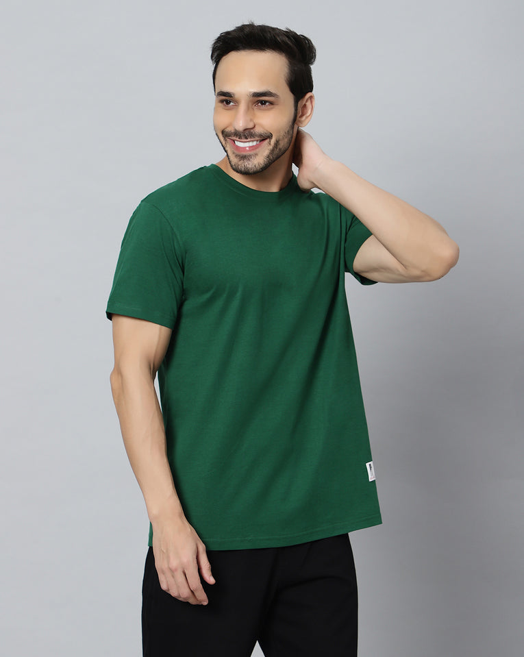 Ego trip Olive color round neck half sleeve t-shirt