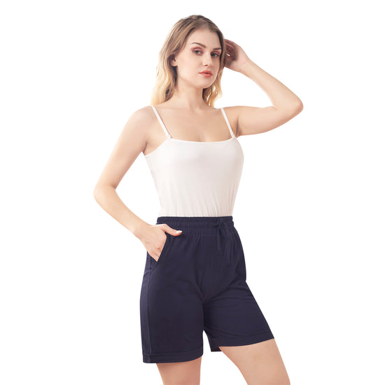 Bluenixie Blue Color Cotton Lounge Shorts for Girl 